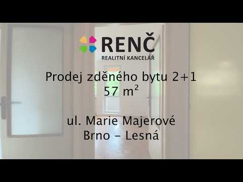 Video Prodej zděného bytu o velikosti 2+1 (57 m2) s lodžií na klidném místě v ul. Marie Majerové, Brno - L