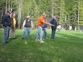 just a small clip of a kubb game between the parents on a camping trip we were on.

for those who don't knnow what kubb is, its a swedish game. you have 5 blocks on either side & a king in the middle. the object is to knock down all opposing blocks then then king last. i won't go into great detail but thats basically the game.