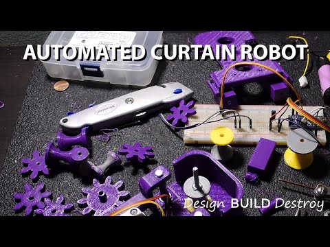 Design Build Destroy Curtain Robot with ESP32 ARDUINO
