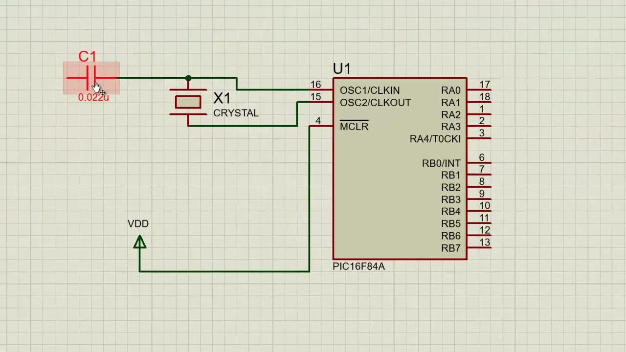 Simulación de PIC16F84A en Proteus