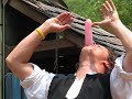 Man swallows balloon whole! Sword Swallowing gone funny!