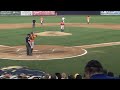 Caleb attempts to throw out runner stealing second
