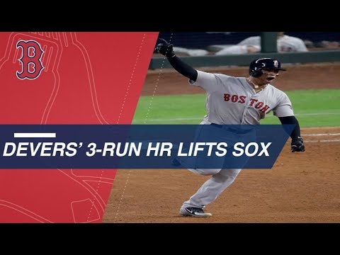 Video: Devers extends lead with 3-run HR into Crawford Boxes