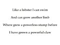 \"Like a Lobster I can Swim\" Author Unknown