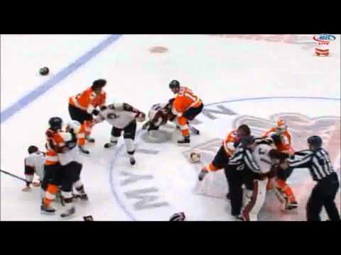2-16-14 Adirondack Phantoms vs. Portland Pirates Line Brawl