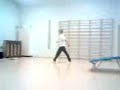 Practising ski-jumping falls.