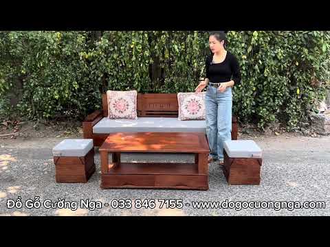 Ghế sofa văng gỗ sồi nga 2m giá rẻ kèm nệm 