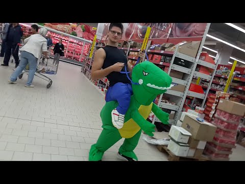 Inflatable Dinosaur Costume Shopping at Kaufland