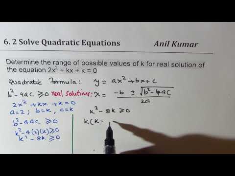 video-linktoworks-Find range of k for quadratic equation to have real...