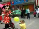 Max Bybee with Minnie Mouse in Louyang, Henan, China