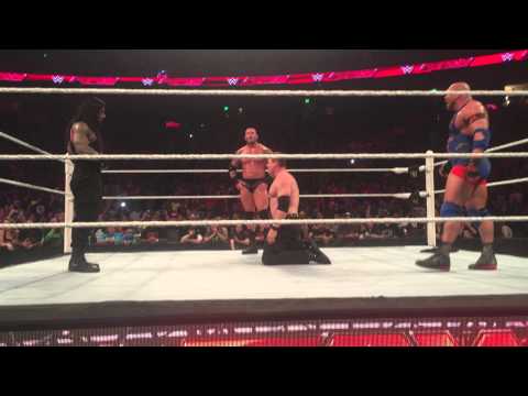 WWE RAW 4/6/2015 The Authority (Seth Rollins, Kane & Big Show) vs Randy Orton, Ryback & Roman Reigns