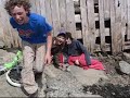 Bike jump in a dirty cold water