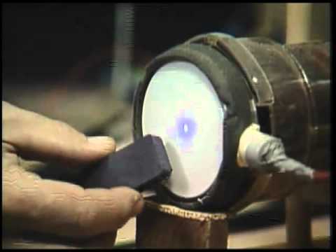 how tvs work - CRT's use a property called focused electron beam tube, glass shell vacuum(tube) an electron gun, causes the electrons to go through the cathode to the anode...