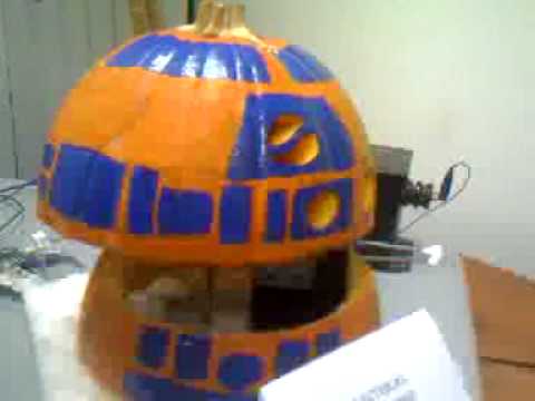 dreamhobbies - R2D2 Pumpkin that our EE team at work put together in a few hours for our Company's Halloween Pumpkin carving contest. We used a single stepper motor, and wr...