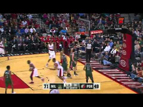 Nicolas Batum dunks on baseline against Bucks