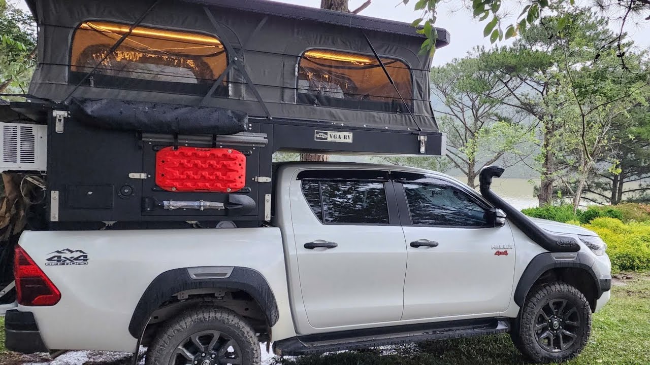 Review my truck camper and having lunch (battery 4000w, water tank 60l, for a family with 4 members)