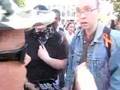 Marine Corps supporters and detractors arguing in Berkeley