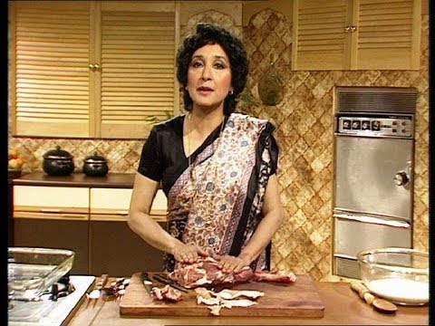 Jaffrey - Part 1 of 2. Madhur Jaffrey demonstrates the first steps in making the lamb dish, Raan Masaldar. Click this link for the full programme: http://bit.ly/WfUqtJ...
