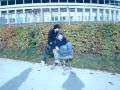 Harry Cordey in a trolley on the Berlin trip