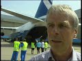 NATRAJTV news flash landing Anatov 124 biggest Air transporter in the world at Schiphol with tail of SLM Boeing 747to deliver for repair. Production Shanti Prakash