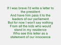Letters to the presiden-Hawk Nelson-Lyrics