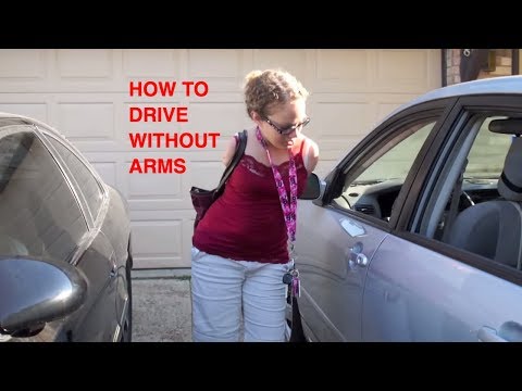 Driving - Tisha UnArmed demonstrates how to drive her car with her feet, There are three main adaptations to my car 1 the left foot accelerator: this adaptation allows...