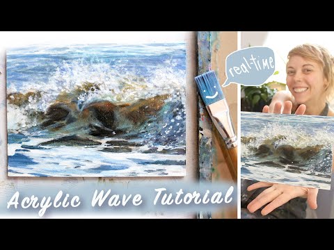 Acrylic Wave Painting (Real Time Art Tutorial)