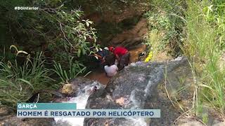 Homem cai em cachoeira e é resgatado por helicóptero em Garça