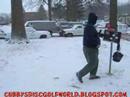 Cubby and Big John playing Disc Golf in the snow.