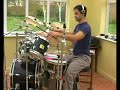 here is my attempt at this epic couple of tracks by genesis, from the 'duke' album. it is by no means spot on, but you get the gist i hope. it's great fun to drum to, but quite a challenge. there is a hell of a lot going on, and lots of different changes and moods.

as usual, phil plays a fantastic drum part. and they certainly had the drums up high in the mix on this, didn't they? epic! 

it has been very difficult to get the sound mix right my video. you will note that the early sections are rather quiet on the music front - can't be helped: sorry!

the opening cymbal crescendo's are awkward on the timing front, especially when you can't really hear what is going on in your headphones. i bought timpani sticks especially for this video!

the fade into the rolling tom part is not easy to copy 'live', obviously. and getting the timing right for hitting that first crash cymbal --arrrgghhh--i often do it a bar too early or late. i think phil may have had two seperate tracks recording two seperate tom parts here - i am not saying that because i think he 'cheated' or something - i just think it sounds a lot like there are overlays to me.

i love the 6/8 parts, with the ride bell accents, and the off beat crash hits, and phil manages to play beautiful intricate bass drum parts throughout these sections. the snare keeps moving about too, which makes it all the better. perfect (not me, phil).

the weird 4 stroke roll fill thing at 3'58 always seems to mess me up - i don't know why, but i am never quite on time when i hit the crash coming out of it. i think it's 'cos phil sneaks a five stroke roll in on the second group of 'four', but i may be barking up the wrong tree here. it's probably just me always getting this bit wrong. between you and me though, i hate 4 stroke rolls.......i can't do 'em.

i love the fast bass drum work from 4'45 onwards. especially the way phil plays the clever short fills on the snare (where he just kind of flams and lets the left hand (right in his case) bounce. sometimes he keeps the bass going through the longer fills, sometimes he don't; and sometimes using two fast cymbal hits to come out. it's just brilliant.

as usual, i always stop the hi hat too bleeding early on the bit at 8'25. partly this is because i cannot hear it properly, and partly because i am always too early.....

dukes end is just huge to play. fast bass, and as for that fill at 9'21, well, it's ok with double pedals, but phil will only have used one, so i tried to as well. shame the mix means it is not as coherent at it might have been - i promise you it sounds epic off camera!

i am very aware that the end crescendo thing is absolute pants. i seriously messed it up. i guess i could have faded it out, but i figured i should be honest and let you see it! i must admit though, i think the crescendo phil plays is very, very hard to get right.

hope you enjoy this - i certainly did!

and i am damn pleased i just about managed to squeeze this in one video onto youtube - in theory it is too long!

:-)