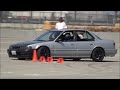41.649 sec - Fastest run of the day for me About 130whp. Engine just has intake, header, exhaust and stock internals. Gutted for lightness and some suspension mods. Tires Kumho Ecsta XS on some old cheap enkei wheels I had laying around.