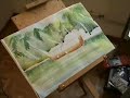 Watercolor painting of a lake