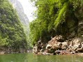 Sampan through the Minor Gorges off the Yangzi River, China Sampan through the Minor Gorges off the Yangzi River, China