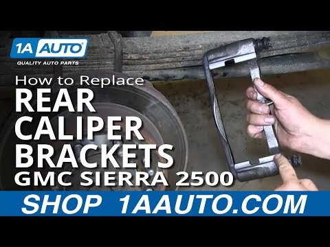 How To Replace Install Rear Disc Brake Caliper Brackets Chevy Silverado GMC Sierra