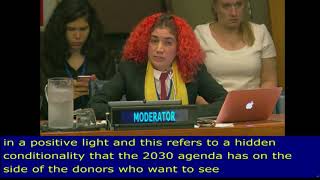 Emilia Reyes as Moderator, at the 11th Meeting of the HLPF 2018: UN Web TV