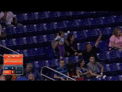 Video: SD@MIA: Fan makes a nice grab on bounce in stands
