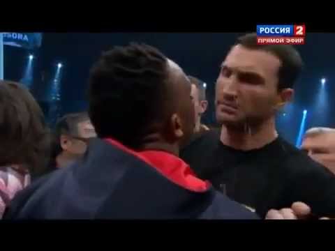 Dereck Chisora spits water at Wladimir Klitschko Video