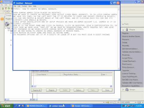 LOTUS DOMINO 8.0 NEW USER CREATION