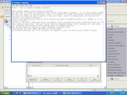 LOTUS DOMINO 8.0 NEW USER CREATION