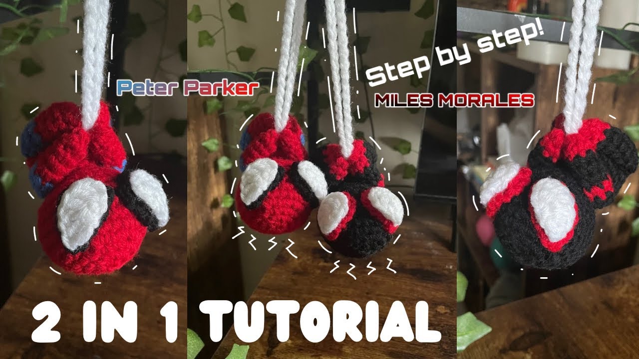 How to crochet Spider Man/Miles Morales Keychain for beginners