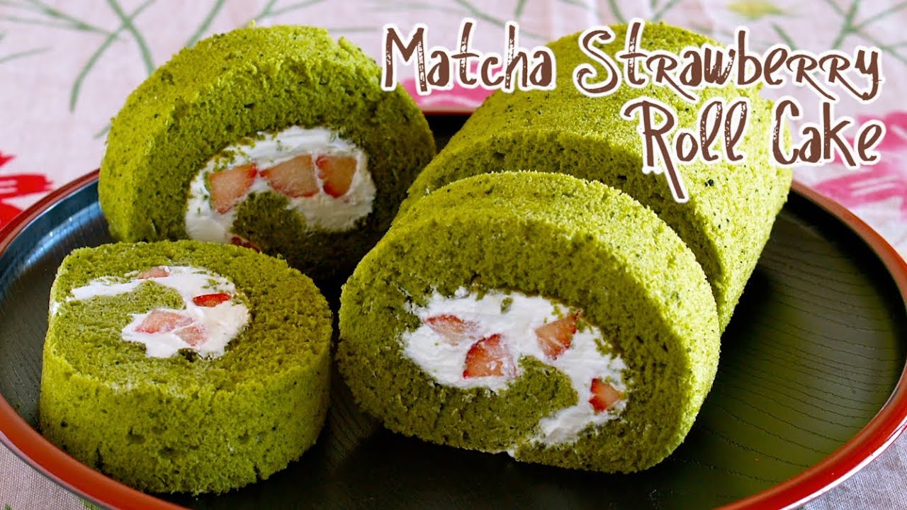วิธีทำเค้กโรลสตอเบอรี่มัทฉะ