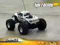 A hpi savage flying at the skateboard field