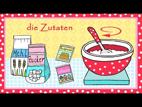 Deutsch lernen: Kuchenrezept zum Backen für Kinder - learn German: cake recipe