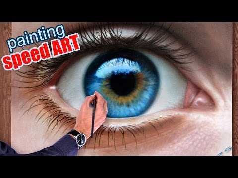 How To Draw a realistical Eye painting in dry brush (Speed Drawing) malen zeichnen