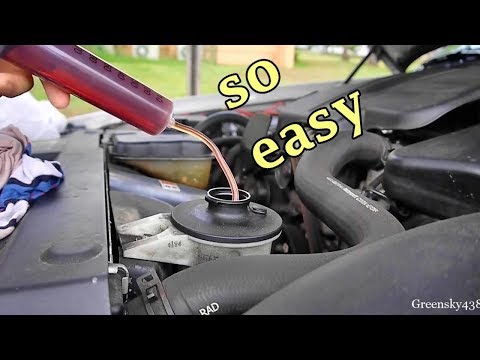 Fast easy way to Replace Power Steering Fluid in a car – suck it out the reservoir