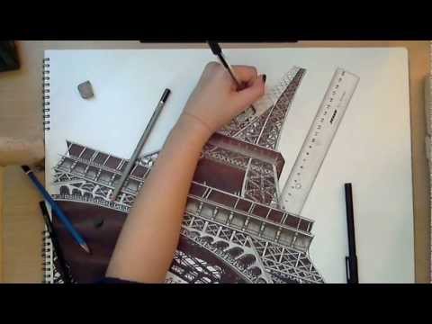 how to draw the eiffel tower