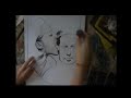 a3 pencil. this is my first recorded drawing. it was a very strange experience, having a camera looming over you while you work is very off-putting. the finished piece is not one of my favourites, but it certainly was an experience i won't forget!