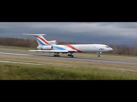 Tupolev TU-154 UTair RA-85057 crosswind landing Euroairport BSL/MLH LFSB