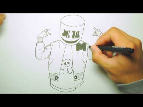video-linktoworks-How to draw marshmallow dj step by step - YouTube