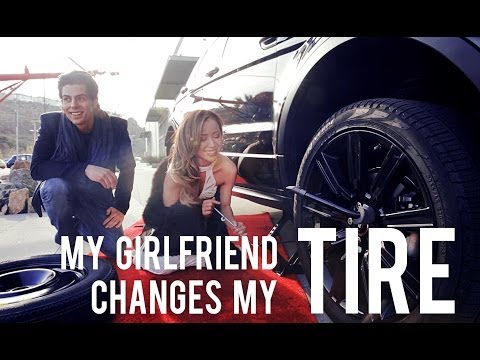 Girlfriend Changes Boyfriend%27s Tire